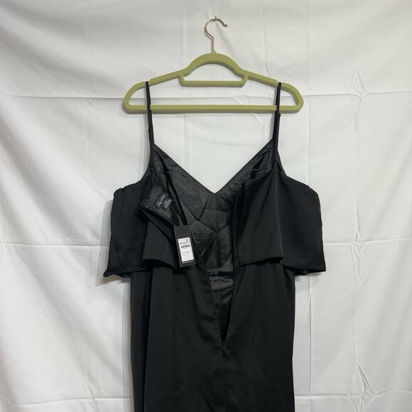 City Chic Black Baby Frill Ruched Midi Dress Sz M/18 NWT - Picture 10 of 15